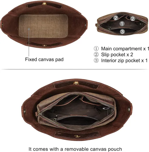 Vista 3 de S-ZONE Mochila de piel auténtica para mujer, con estilo retro, estilo vintage