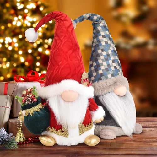 Vista 5 de Decoraciones navideñas de gnomo artesanal – Figura de Gonk nórdico de gran tamaño de 18 pulgadas, bonita decoración escandinava del enano Tomte