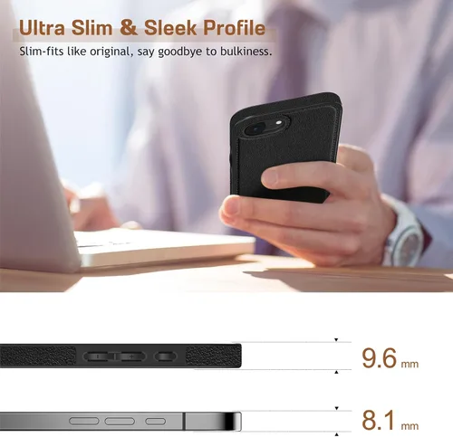 Vista 4 de LOHASIC Funda para iPhone 17e, para iPhone 16e, funda de cuero, delgada y delgada de lujo, agarre antideslizante, resistente a prueba de golpes