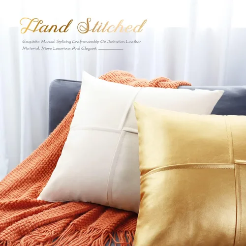 Vista 54 de BRAWARM Fundas de Almohada Decorativas de Cuero Sintético 12 X 20 Pulgadas, Fundas de Almohada Lumbar de Cuero Naranja Paquete de 2, Almohadas