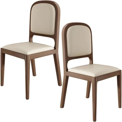 Vista 15 de YVYKFZD Sillas de comedor de madera maciza, juego de sillas de cocina sin brazos, silla de comedor tapizada de cuero, silla de sala de estar