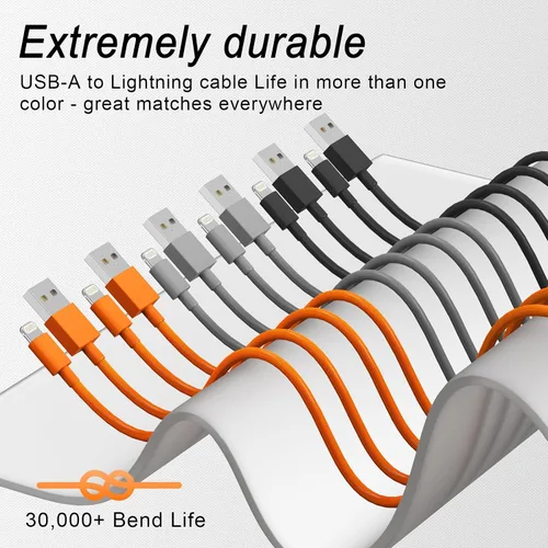 Vista 3 de Cable Lightning para iPhone [certificado Apple MFi] Cable de carga rápida USB trenzado de nailon largo para iPhone 14 Pro/13 mini/13/12/11 Pro