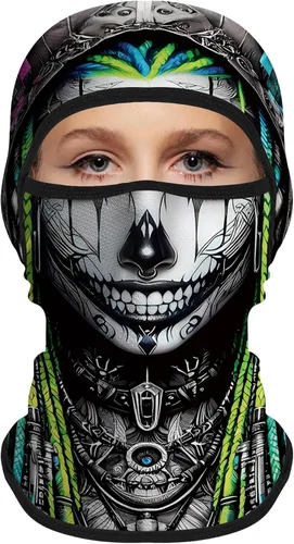Vista 6 de Pasamontañas para hombres y mujeres, para verano, motocicleta, ciclismo, pesca Calavera 04