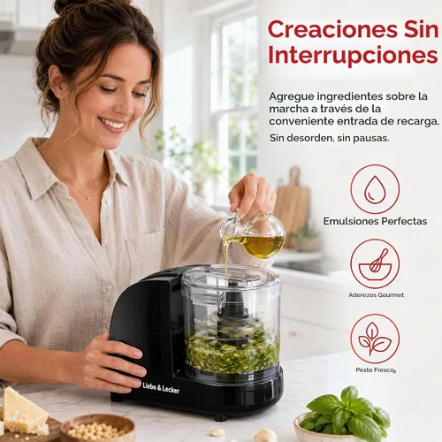 Vista 3 de Liebe&Lecker Mini procesador de alimentos, mini picadora de 1.5 tazas para cortar verduras, ajo, cebolla y carne Vegetable Chopper For Onions