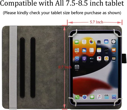 Vista 6 de Funda universal para tablet Android de 7 y 8 pulgadas, piel sintética, rotación de 360 grados, soporte de visión multiángulo, para tabletas de 7.0