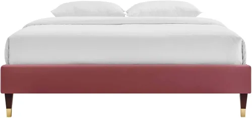 Vista 6 de Modway MOD-6268-DUS Harlow - Marco de cama con plataforma de terciopelo de rendimiento individual, color rosa polvoriento