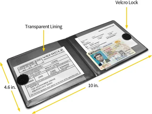 Vista 2 de iPick Image Cartera para documentos de registro de seguro de automóvil Ford F-150, con licencia oficial, Negro, Clásico, moderno