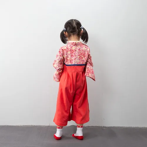 Vista 3 de Mono para bebé, kimono japonés, de algodón, para niñas, estilo japonés, con 2 pares de calcetines