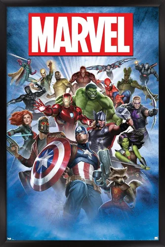 Vista 6 de Trends International Marvel Comics - Póster de pared de tiro grupal, 14.725 x 22.375 pulgadas, versión enmarcada de madera de granero