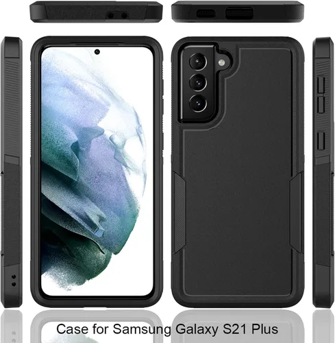 Vista 9 de Funda para Samsung Galaxy S21 Plus: funda protectora de doble capa resistente para teléfono celular a prueba de golpes con protector de pantalla