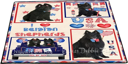 Vista 10 de Doggie of the Day Belgian Shepherd Dogs Floor Mat - 4th of July Independence Day - Best Dog Doormat - Protector Decor - Unique Portrait Art