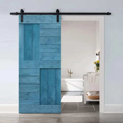 Vista 9 de TMS Serie N - Puerta corrediza interior de madera de pino anudada con kit de herrajes deslizantes (32 x 84 pulgadas, blanco)