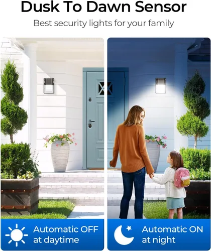 Vista 2 de CINOTON Paquete de luz LED de pared 3CCT de 30 W con sensor de atardecer a amanecer, 3000 K/4000 K/5000 K seleccionable, 3600 LM, luces de pared al