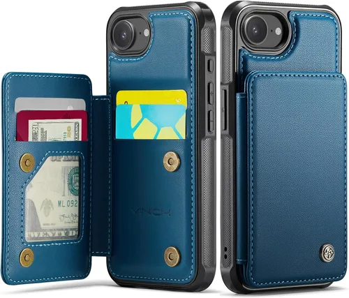 Vista 106 de Vinich for iPhone XR Wallet Case with Card Holder, Black RFID Blocking Credit Slots, Kickstand, Shockproof Flip Phone Cover, PU Leather, Double