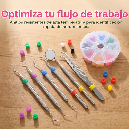 Vista 6 de 160 anillos de código dental, anillos de identificación de instrumentos de silicona autoclavables, bandas de codificación ortodóntica de grado