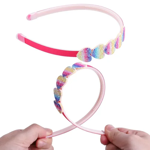 Vista 3 de Diademas para niñas, 10 unidades, diadema brillante para bebé, bandas para el cabello con purpurina, bandas coloridas para la cabeza para niñas