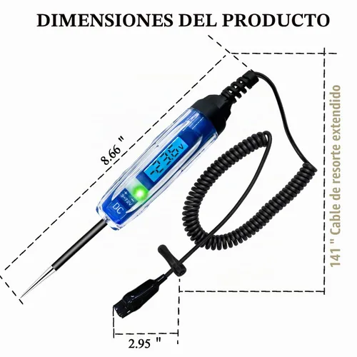 Vista 7 de Luz de prueba automotriz, 3-72V DC LCD Probador de circuito digital con iluminación, probador de luz resistente con voltímetro, probador de voltaje