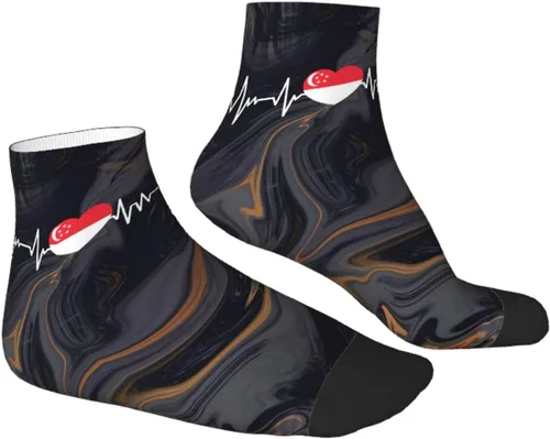 Vista 3 de GDJF Singaporean Heartbeat I Love Singapore Heart Flag Ankle Socks Winter Low Cut Sports Warm Comfort Breathable Casual Socks For Mens And Womens (1)