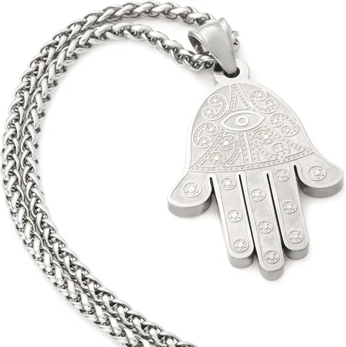 Vista 3 de Gungneer Viking Mjolnir Thor Hammer Collar con lobo cuadrado de rey bizantino cadena de oro mezclado de acero inoxidable nórdico vikingo joyería
