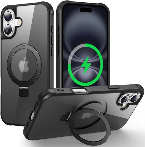 Vista 144 de CHAOFEnG Funda magnética compatible con iPhone 11 con soporte, prueba de caídas de grado militar, compatible con imán, anillo translúcido, parte