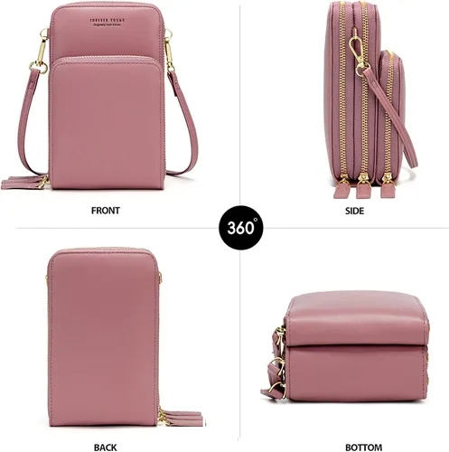 Vista 2 de Bolso chico en bandolera de mujer para celular minicartera tarjetera monedero de manohombro