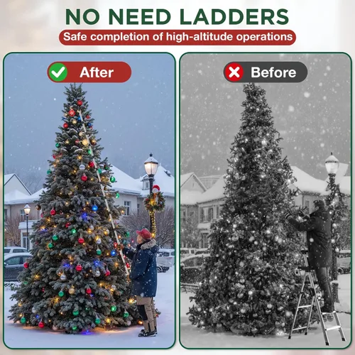 Vista 2 de Nigelia Poste de suspensión de luz de Navidad de 3 a 15 pies con gancho de utilidad, poste de extensión ajustable para colgar luces de Navidad