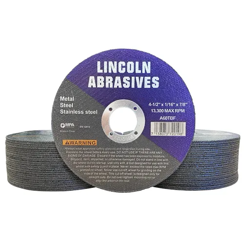 Vista 11 de 25 piezas de ruedas de corte Lincoln Abrasives Metal y acero inoxidable de 4.5" x 1/16" x 7/8