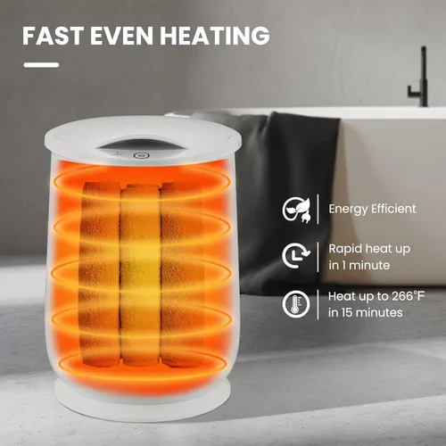 Vista 2 de WELLHUT Calentador de toallas calientes de 21 litros, calentadores de toallas de baño con soporte para fragancia, función de aislamiento, Gris