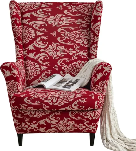 Vista 15 de Funda impermeable para silla con respaldo de ala, fundas elásticas de jacquard para silla con respaldo de ala de 2 piezas, funda de sofá