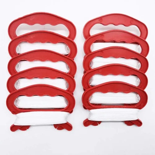 Vista 2 de Paquete de 10 mini bobinadoras de carrete de cometas pequeñas, tablero de agarre rojo con cuerda de 98.4 ft para principiantes Fly Tiny Kites