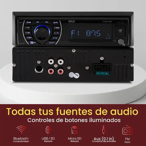 Vista 4 de Kit de receptor de unidad principal marina Pyle - Estéreo digital LCD en el tablero Bluetooth y micrófono integrados con sistema de radio AM FM
