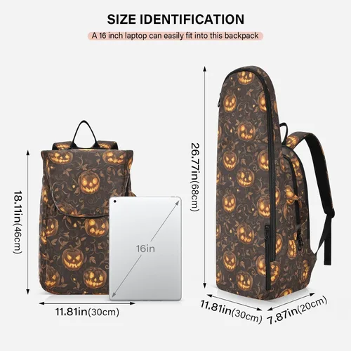 Vista 3 de Bolsa de tenis unisex resistente al agua, color amarillo gótico, calabaza de Halloween, bolsa de viaje deportiva para tenis, bádminton, bolsa