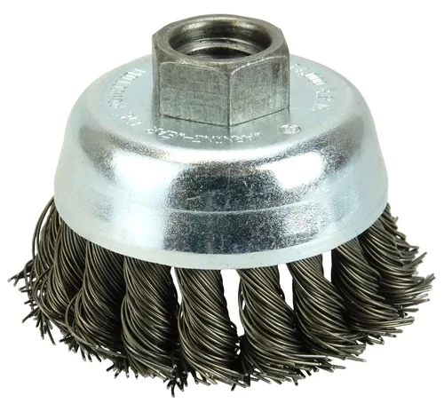 Vista 17 de Weiler 13286 Cepillo de alambre de alambre de una hilera de 2-3/4 pulgadas, relleno de acero de 0.020 pulgadas, tuerca UNC de 5/8"-11, fabricado