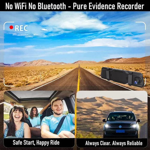 Vista 9 de JOMISE G814 11" 4K+2.5K Cámara de Espejo Retrovisor — Sin WiFi/Bluetooth, Cámara de Salpicadero Frontal y Trasera, Grabadora de Evidencia Pura