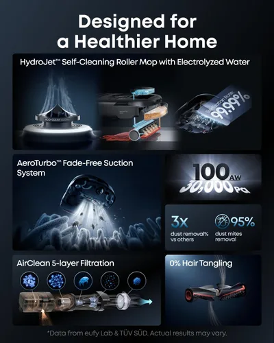 Vista 8 de eufy Omni S2 Robot Aspirador y Trapeador Combo, 30,000 Pa, 99,99% de Negro