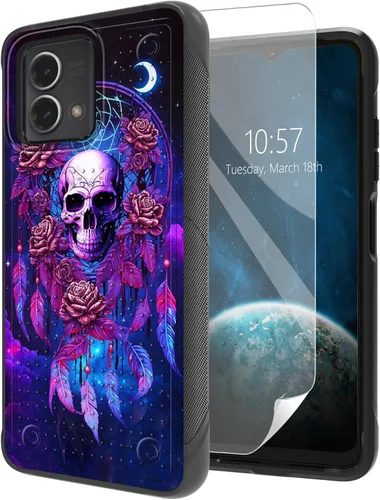 Vista 32 de Funda para Moto G Stylus 5G 2021 con protector de pantalla, a prueba de golpes, 2 en 1, parte trasera duradera de policarbonato duro texturizado