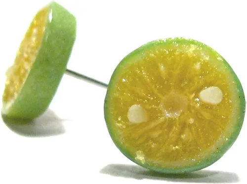 Vista 6 de Pendientes Calamansi Lime Stud - Tiny Food Jewelry
