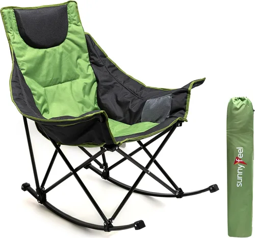 Vista 17 de SUNNYFEEL Silla Mecedora de Camping Paquete de 2, Silla Plegable de Jardín Extragrande para Exteriores con Bolsillo, Resistente