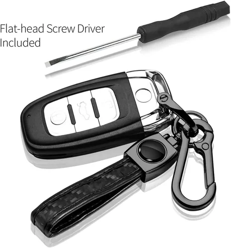 Vista 4 de iPick Image Llavero con correa de fibra de carbono negro real para Chevrolet Corvette C8, con licencia