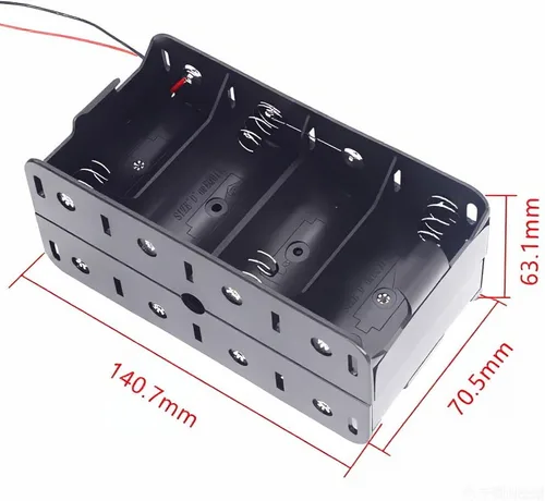 Vista 25 de 2 unidades de soporte para pilas D de 8 ranuras con respaldo doble y cables, caja para pilas de tamaño D de 8x1.5V 8D bilateral