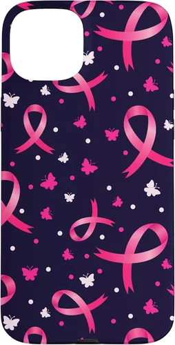 Vista 9 de Funda de soporte para iPhone 17 de mujeres de concientización sobre el cáncer de mama con patrón de cinta rosa