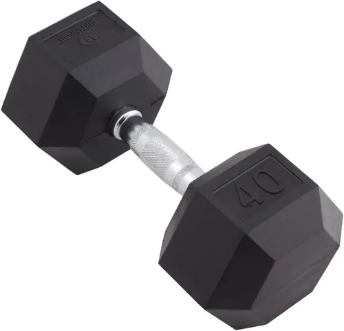 Vista 10 de Body Sport Mancuerna hexagonal con revestimiento de goma, individual – Mancuernas para ejercicios – Equipo de entrenamiento de fuerza – Accesorios