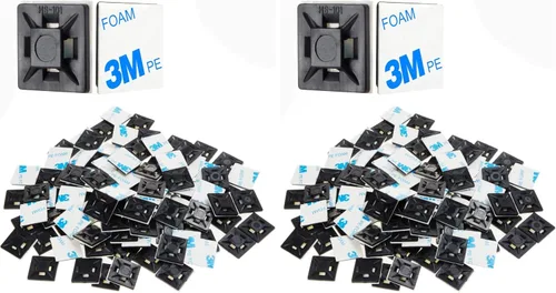 Vista 8 de XHF 200 PCS Soportes Autoadhesivos Negros de 1/2" para Bridas de Cables con Cremallera Clips de Cables de Alambre Soportes Organizadores de Anclajes
