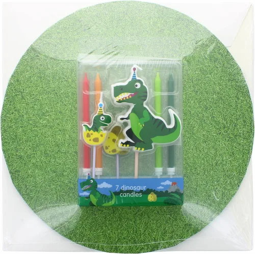 Vista 7 de Culpitt Kit de dinosaurios Velas de cumpleaños, tablero de pastel, caja de pastel, fiesta de dinosaurios, adornos con T-Rex, dinosaurios bebés