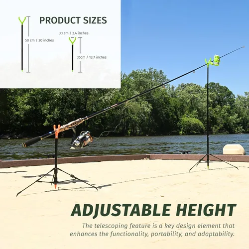 Vista 6 de FISHIN' STIX - Kit listo para pescar, incluye soporte para caña de 30 pulgadas, trípode de soporte todo terreno y alarma de mordida