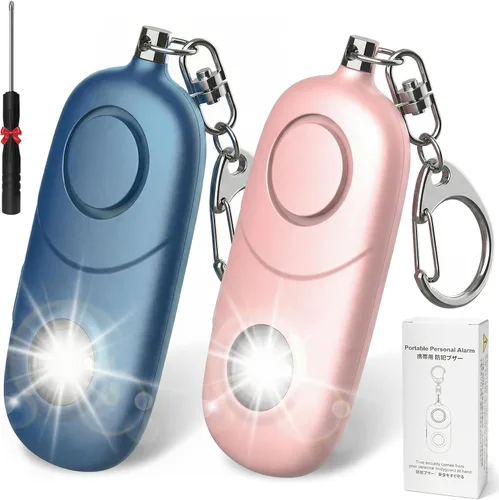 Vista 11 de Alarma personal para mujeres, llavero de alarma: Qoosea 135dB llavero de emergencia sirena con luz estroboscópica sirena fuerte para mujeres, niños