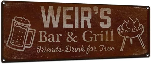Vista 92 de Adam's Bar and Grill Friends Drink for Free, cartel de aluminio de 5.75 x 15.5 pulgadas, accesorios personalizados para bar y decoración de pared