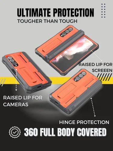 Vista 3 de CaseBorne V - Funda compatible con Samsung Galaxy Z Fold 4, funda protectora de cuerpo completo con cubierta de bisagra semiautomática