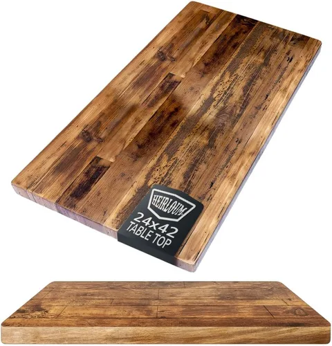 Vista 29 de Mesa de madera recuperada, pieza de madera reciclada rústica perfecta para cocinas, comedor y mesas auxiliares