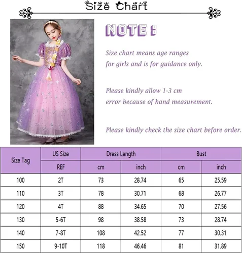 Vista 6 de Kidswant Toddler Baby Girls Luxury Princess Party Halloween Cosplay Costume Dress Up with Accessorries